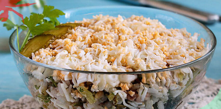 Салат с печенью трески и рисом — рецепт с фото пошагово + отзывы