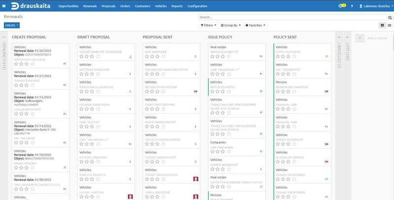 Весь рабочий процесс на одной странице — от задачи подготовить котировку до отправки полиса клиенту
