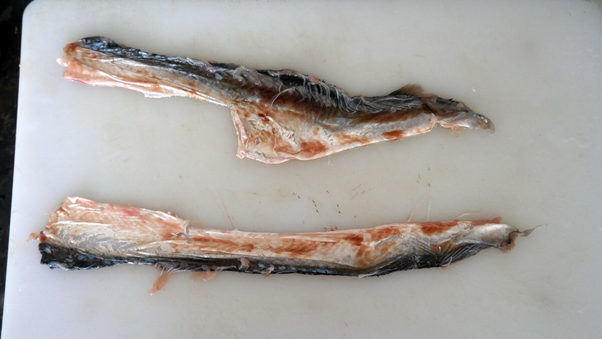 Это кожа арктического омуля, еще не вычищенная.