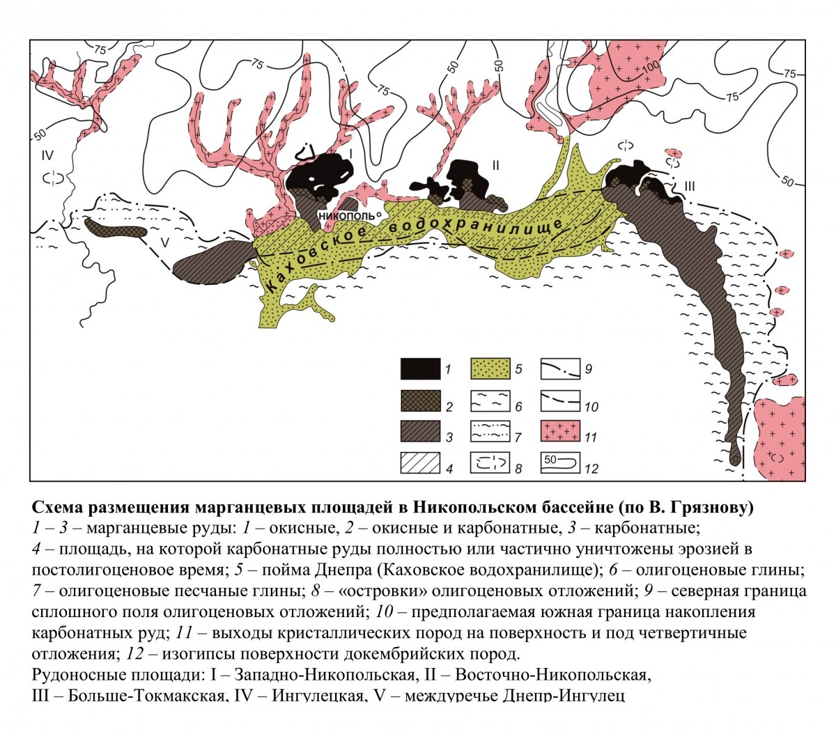 Никопольское месторождение марганцевых руд на карте