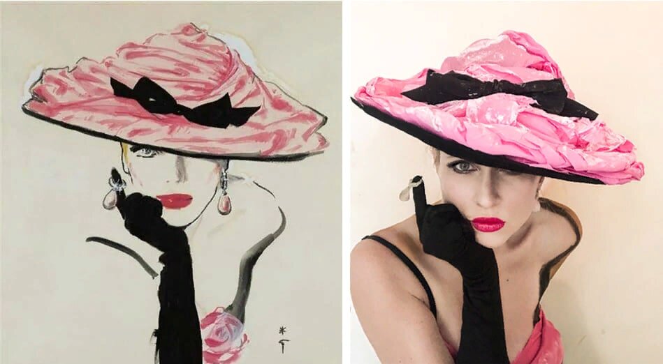 @Lina Carballo. Художник René Gruau. "Croquis de mode chapeaux".