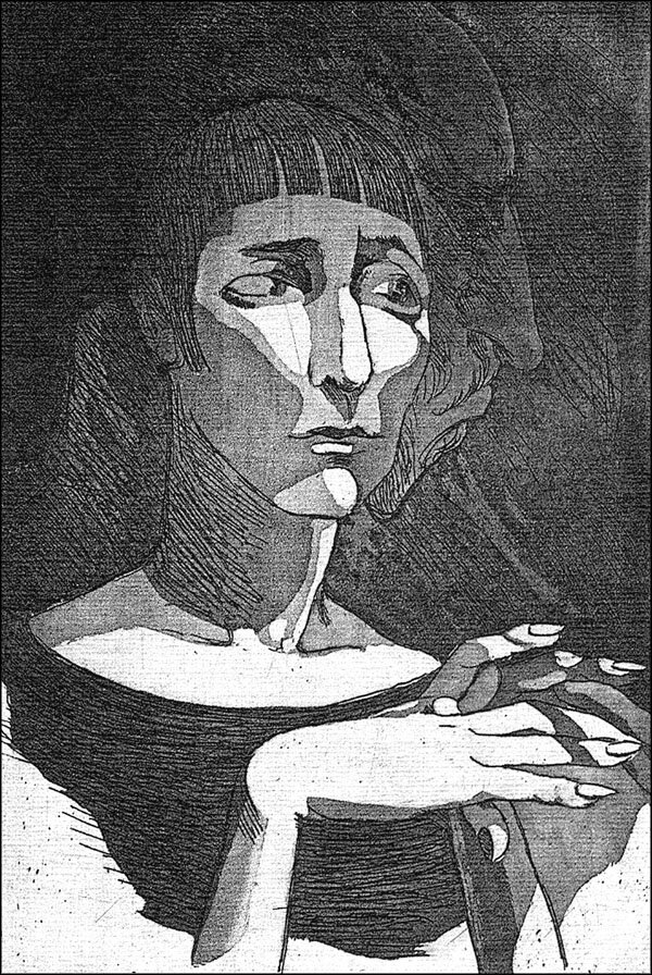 Татьяна Скворикова. Двойной портрет: Анна Ахматова и Николай Гумилёв. 1926 год. Офорт. 28,2 x 25,6. Музей Анны Ахматовой в Фонтанном Доме 