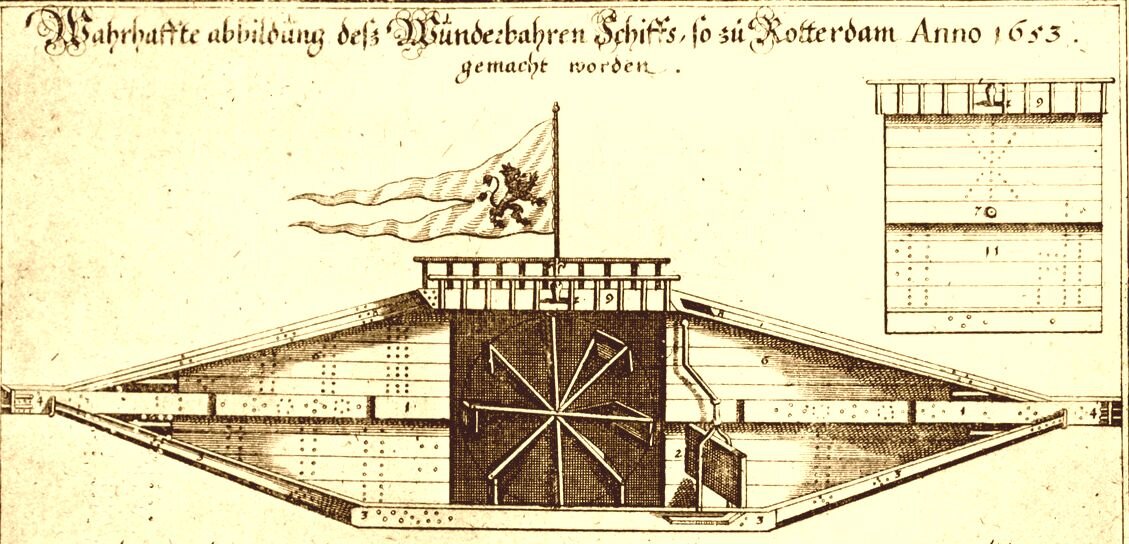 Чертеж "Странного Корабля". Гравюра XVII века. Источник изображения wikimedia.commons