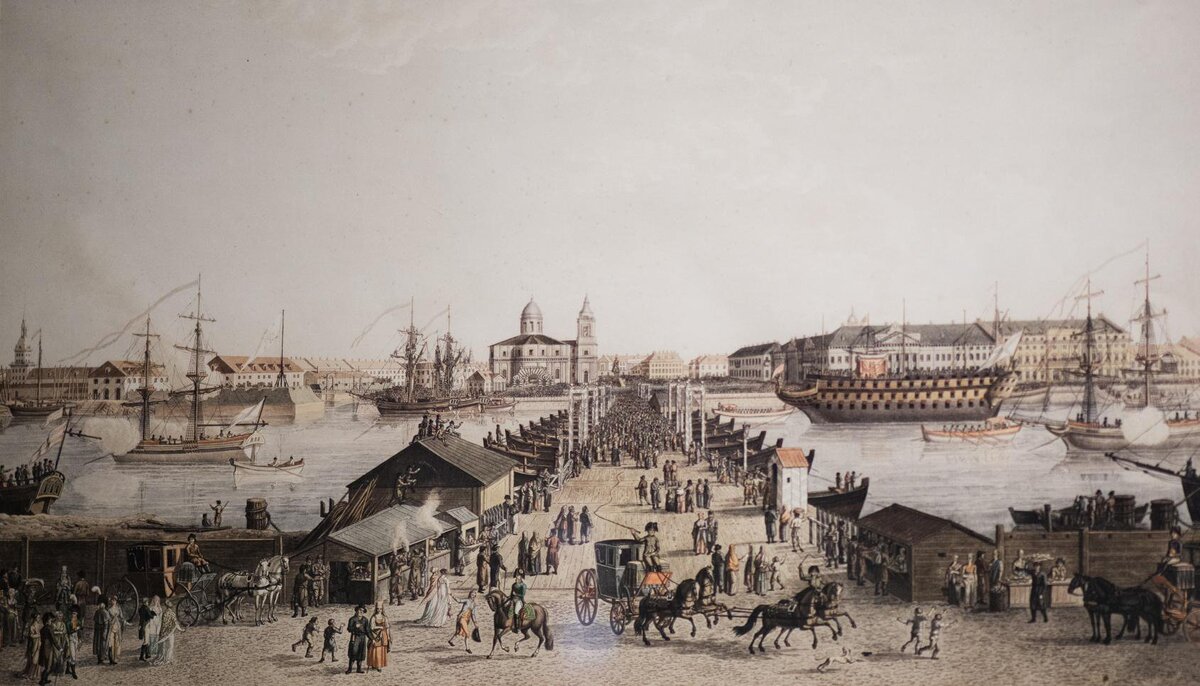Б.Патерсен. Празднество в честь 100-летия Санкт-Петербурга. 1804. Раскрашенная гравюра