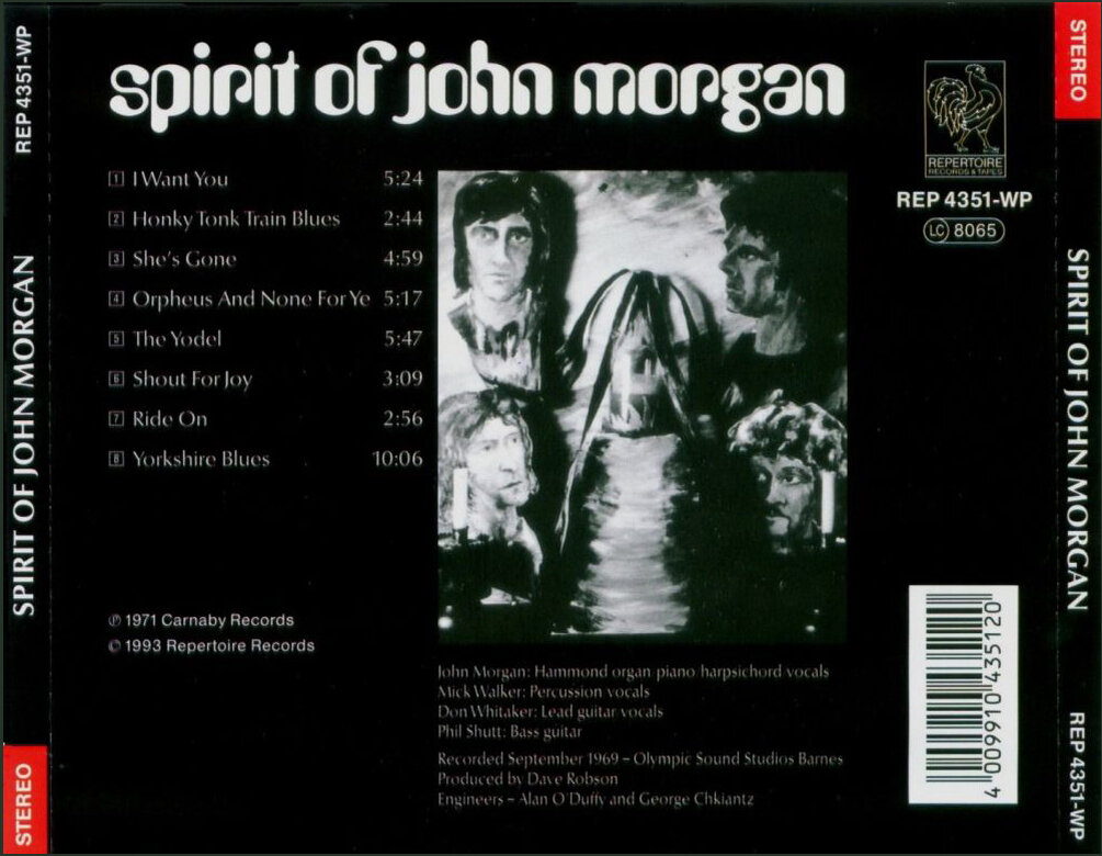 Spirit of John Morgan. Spirit of John Morgan 1971 (recorded in 1969). Back. Обложка альбома.