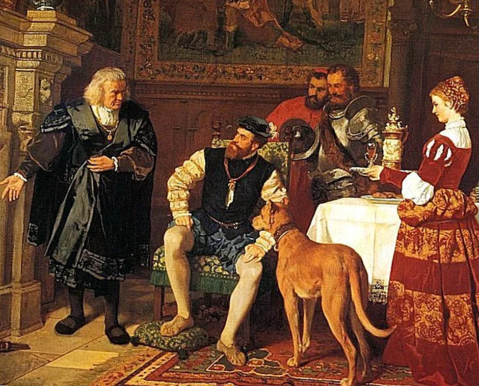 Конечно, вслед за рискованными бизнес-предприятиями с определенного момента появились и политические риски, и Фуггеры во многом поспособствовали тому, как выглядела политическая карта их времени (даже тому, как она выглядит сейчас). Здесь художник изобразил известную историю, как Фуггер сжигает долговые обязательства императора Священной Римской империи на его глазах - эффектный и красивый жест, ставший еще и эффективным - не случайно Фуггеры станут "делателями королей"
