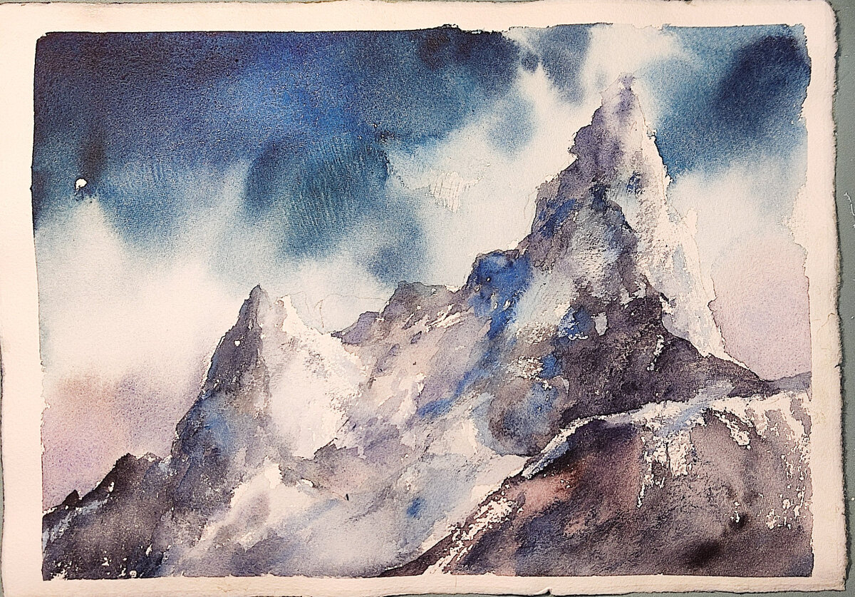 моя любимица. Нарисовала сегодня. Горы буквально отрисовались за 15 минут.