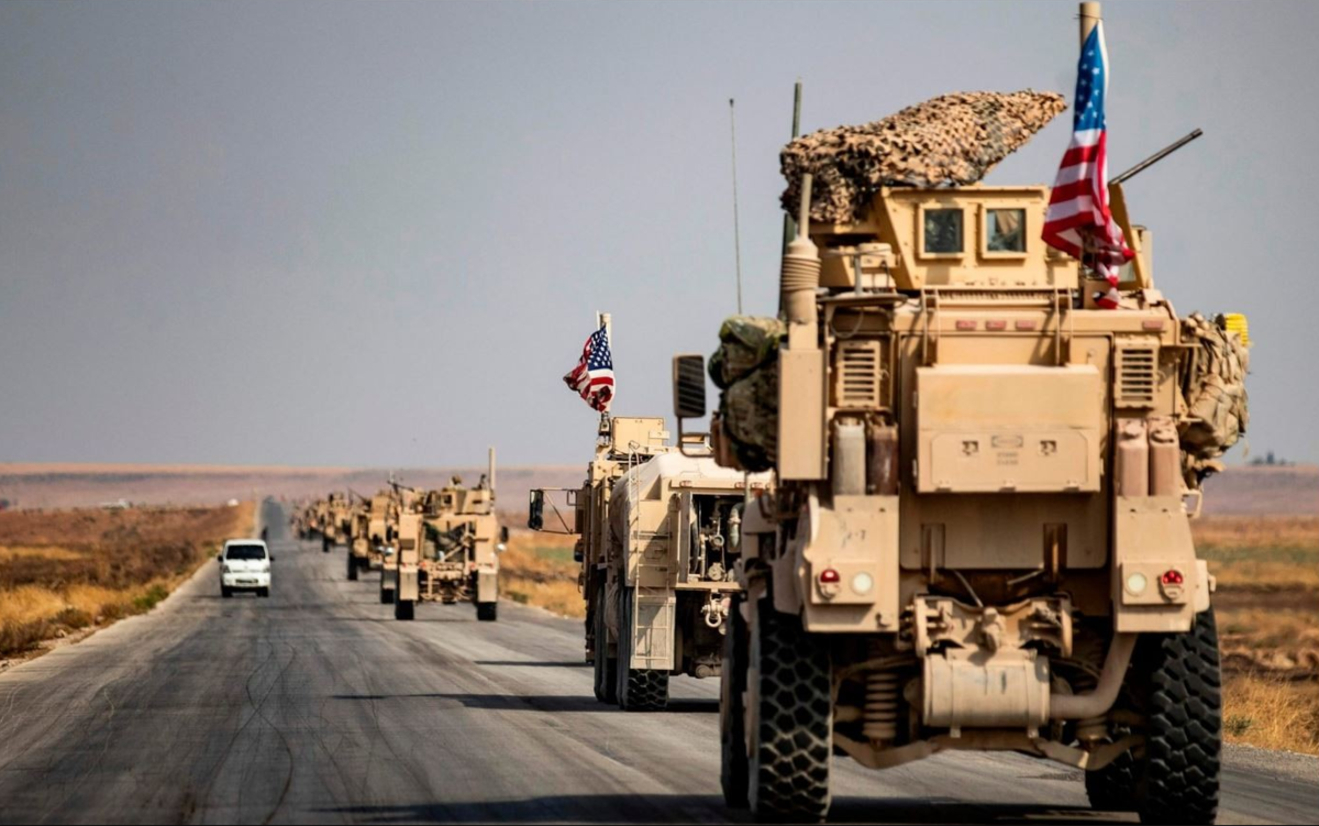 Usa attack. Military Convoy on stop.