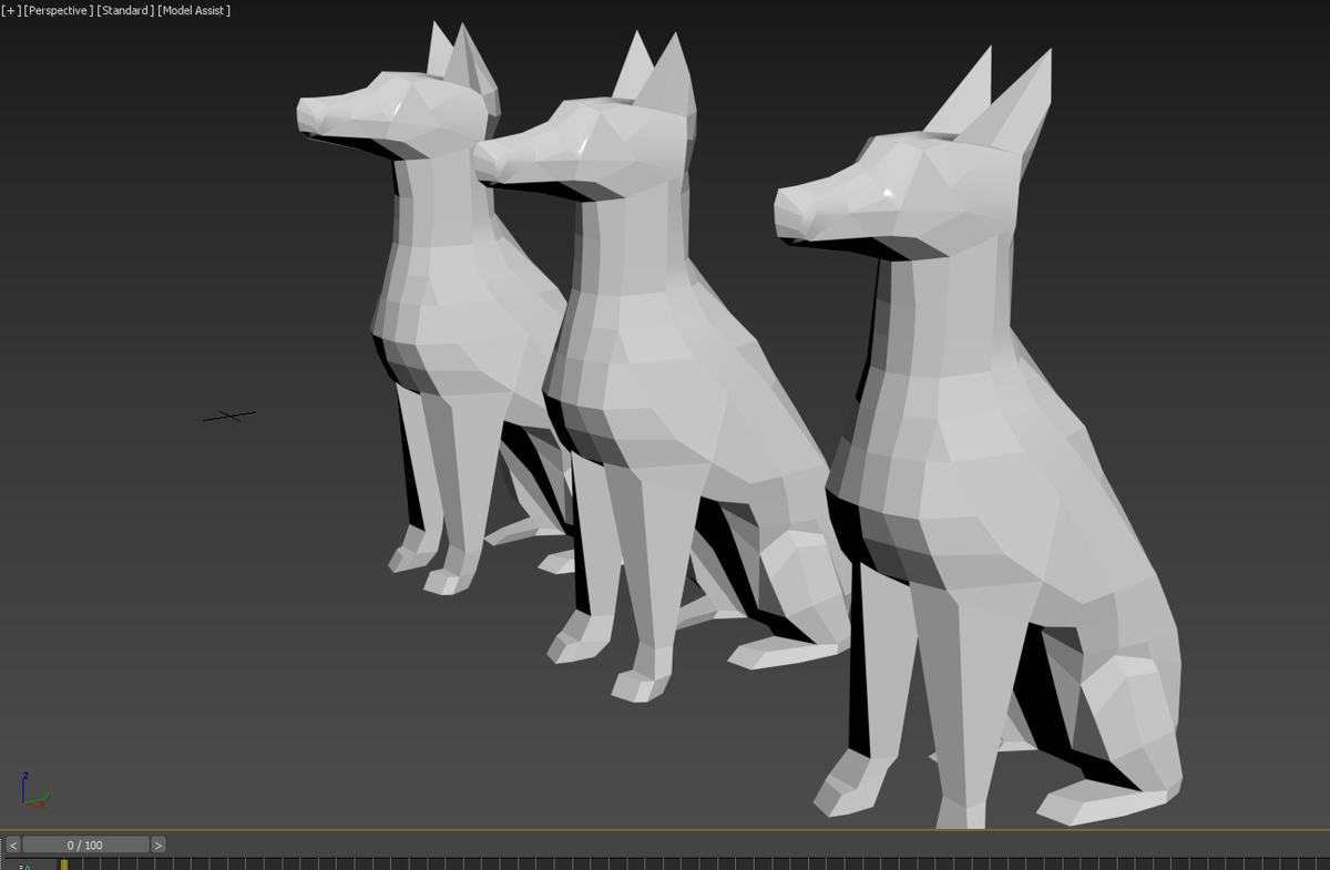 Собака лоу-поли вид спереди. 