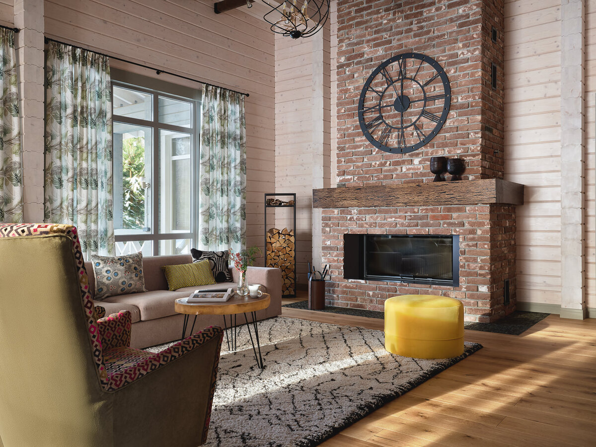 Загородный дом по дизайну Ирины Васильевой и Александры Лепиной, бюро SVETLITSA. Гостиная.