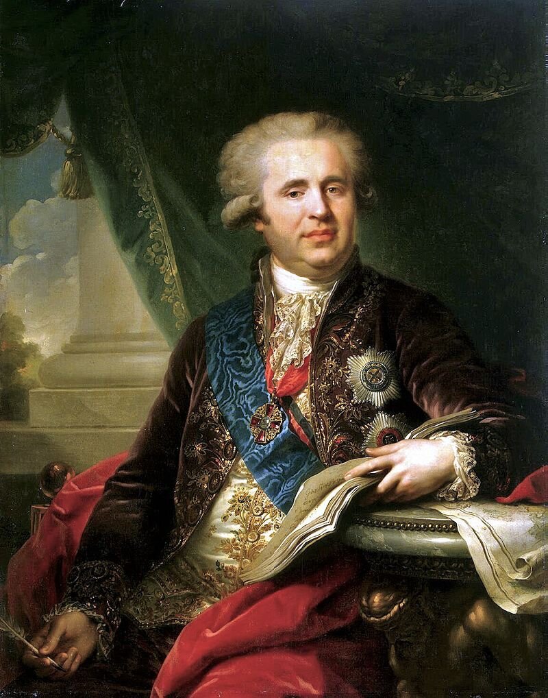 За сердце Лизы боролся канцлер Александр Безбородко. Художник И. Б. Лампи. Фоторекпродукция из открытых источников.