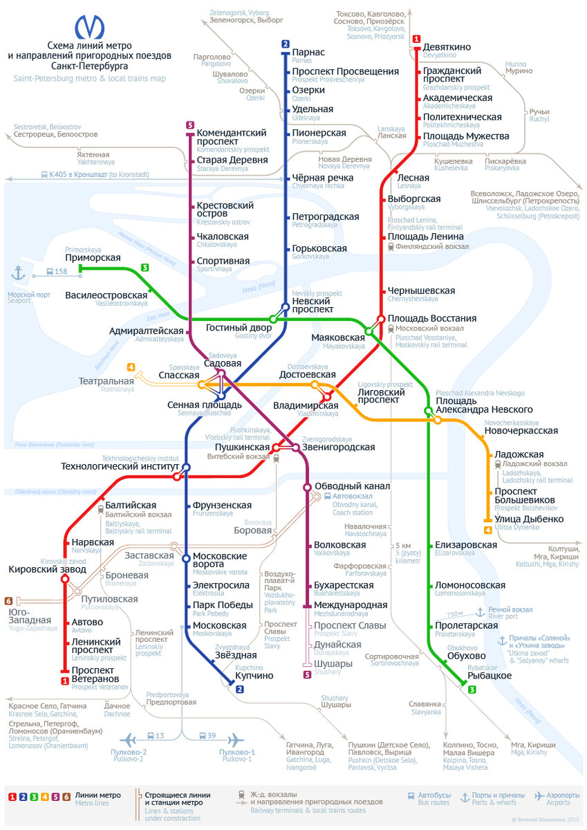 Карта метро петербурга с улицами