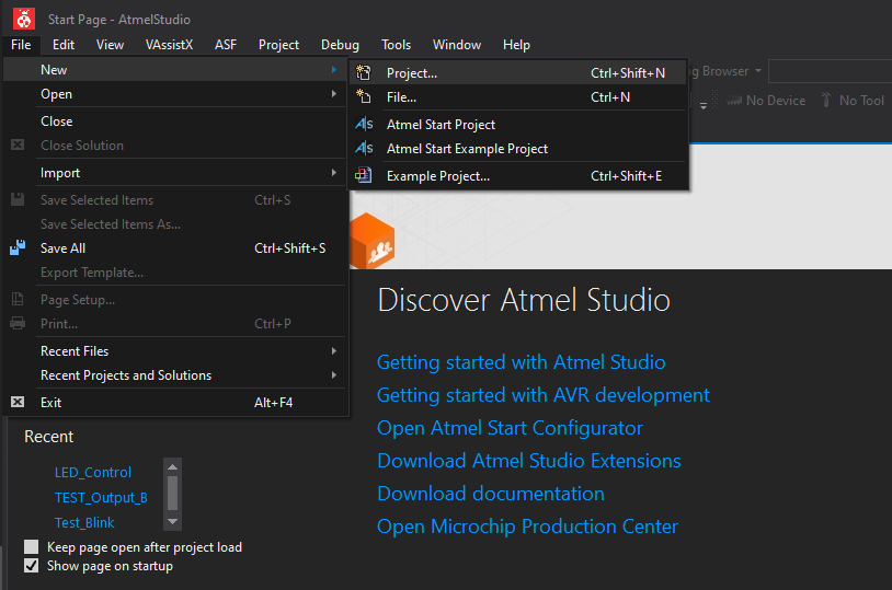 File -> New -> Project