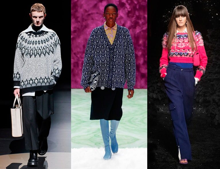 Дедушкин свитер В 2020-м самым модным элементом гардероба с нафталиновым флером была вязаная жилетка. В 2021-м им будет «дедушкин» свитер с олдскульным принтом, как у Versace, Chanel или Prada