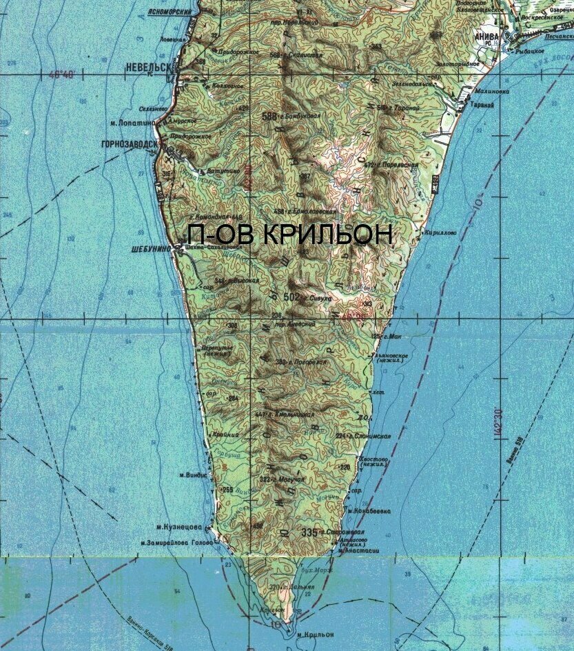 Карта сахалина мыс крильон