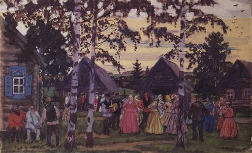 Кустодиев Б.М. "Хоровод.", 1912 год (Государственный Русский музей).