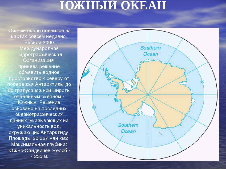В каких полушариях расположен южный океан