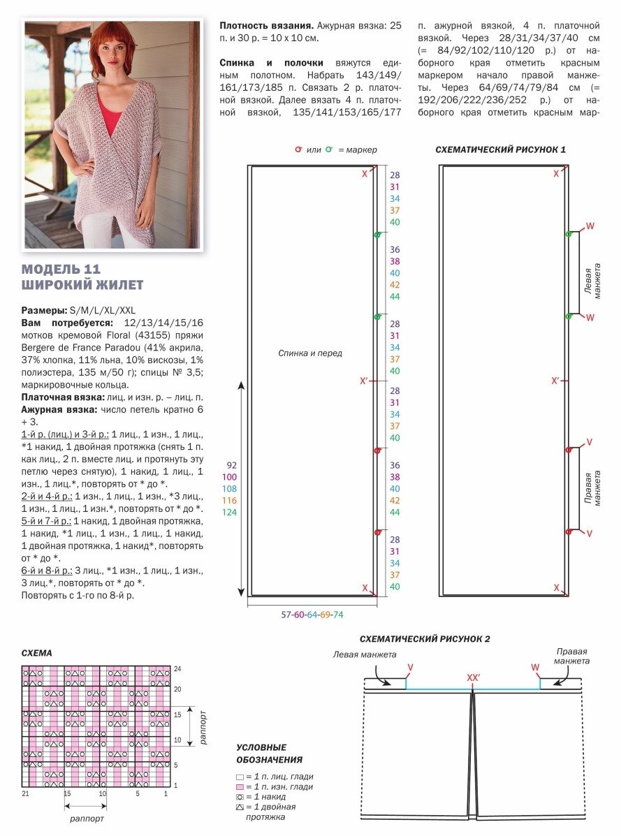 Связать жилет женский модный спицами оверсайз схема и описание