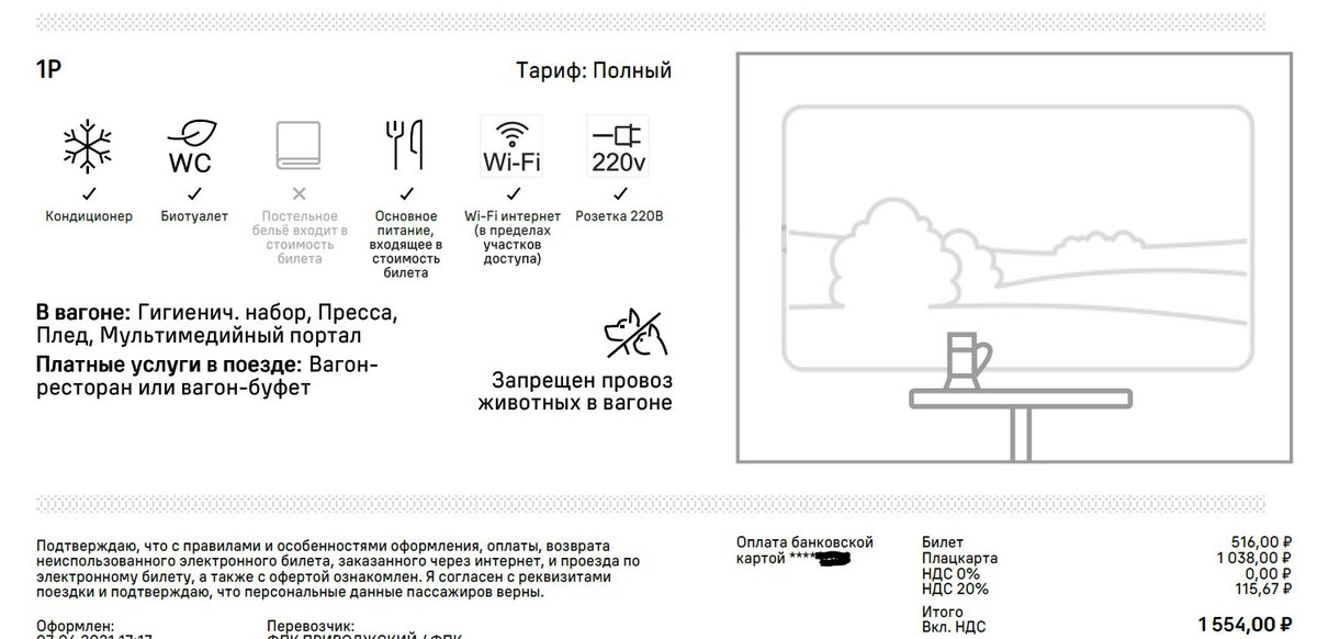 Набор опций по тарифу.