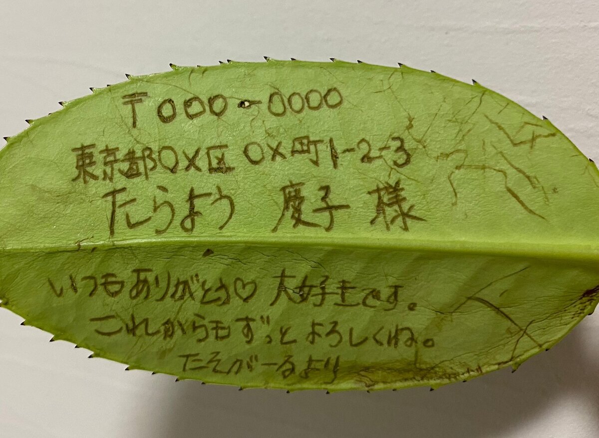 Послание, написаное на листке тараю