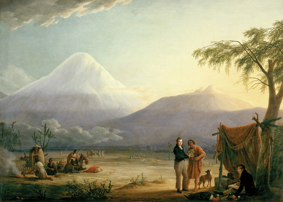 Гумбольдт и Бонплан на фоне Чимборасо. Фридрих Георг Вейч, 1810