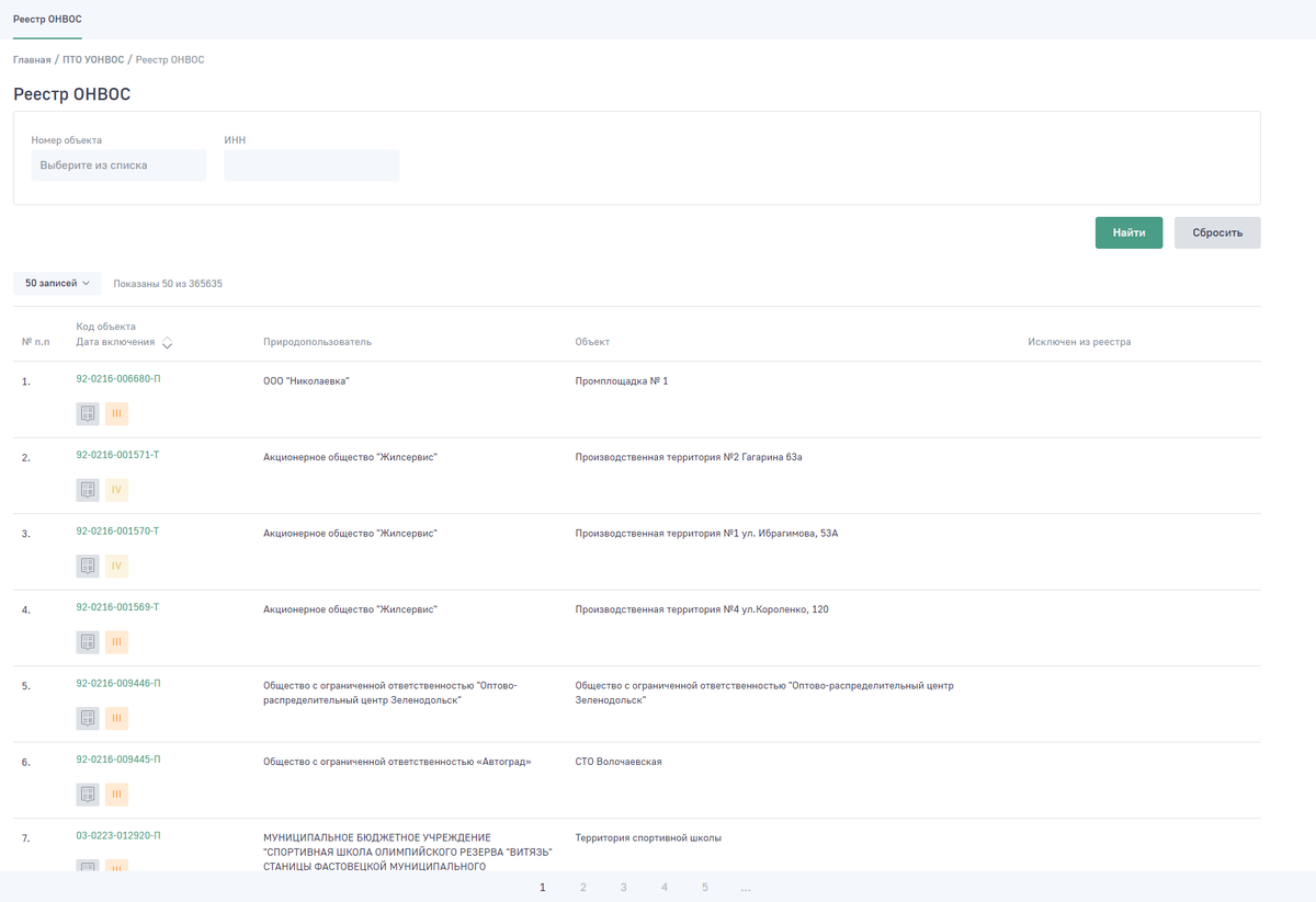 реестр на официальном сайте