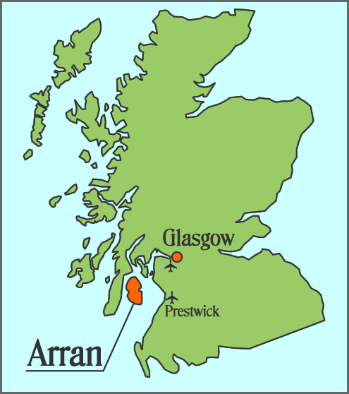 Остров Арран на карте Шотландии