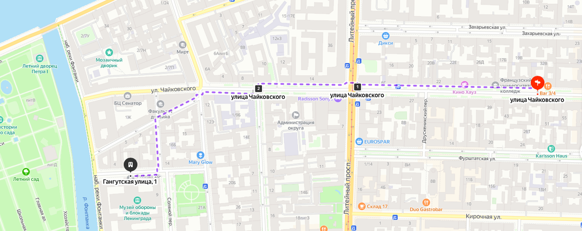 маршрут короткой прогулки на сегодня