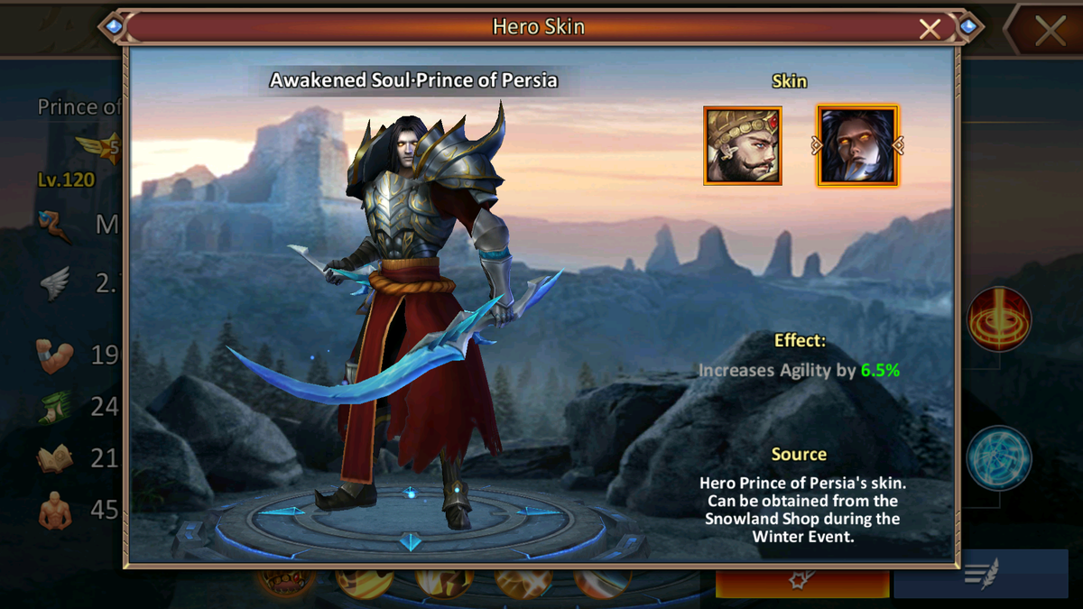 Dungeon and Heroes. Скин - Пробужденная душа Принца Персии увеличивает Ловкость героя на 6,5%