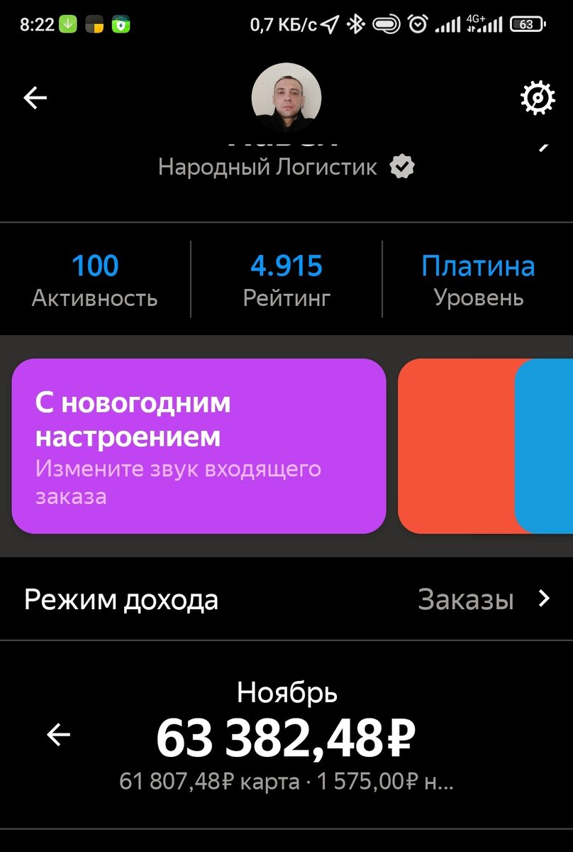 Доход Яндекс курьера в ноябре 2021 года