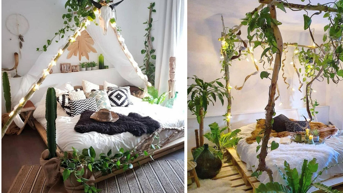 Настоящие джунгли в спальне для создания комфортной атмосферы