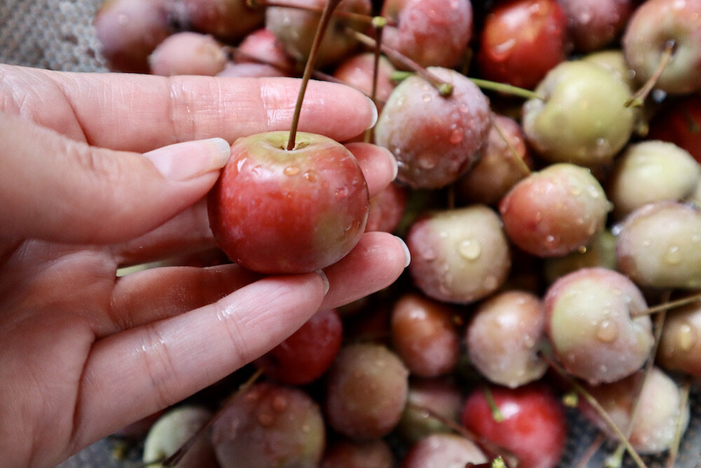 Очистка крабовых яблок. Фото Spicy Saucy Vegan