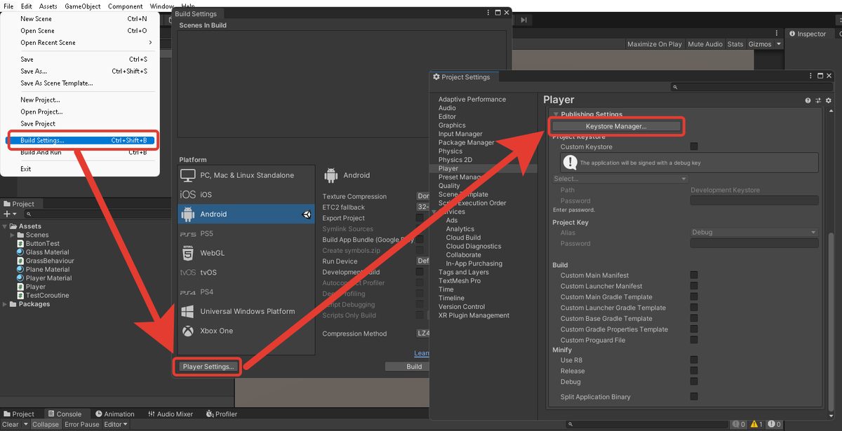 Unity build settings