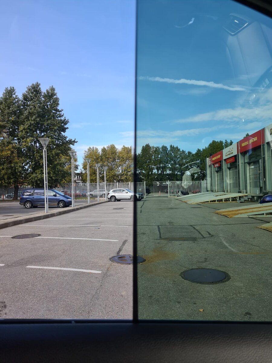 Пленка ASWF METALLIC (справа), слева - без пленки