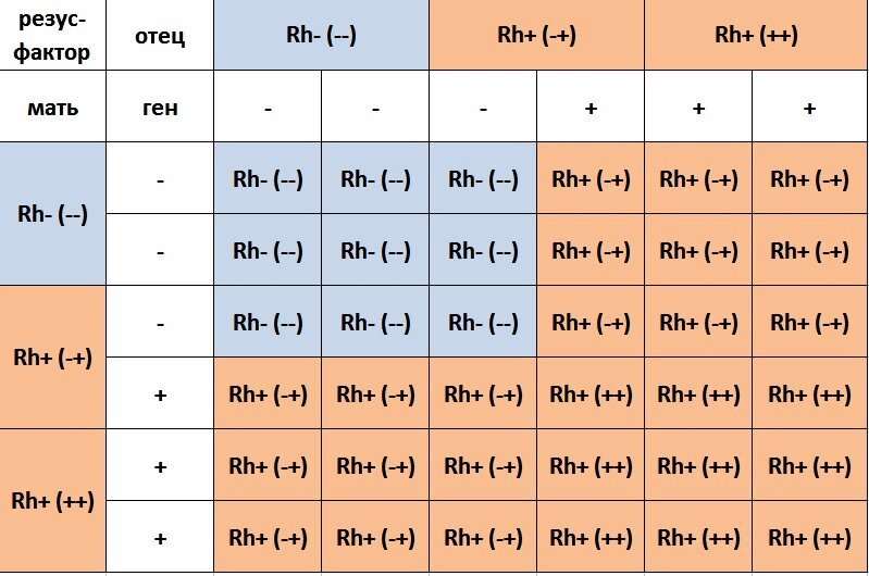 Как определить группу крови по родителям таблица