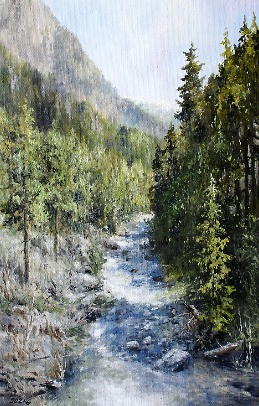 «Река Теберда», 2021, холст, масло