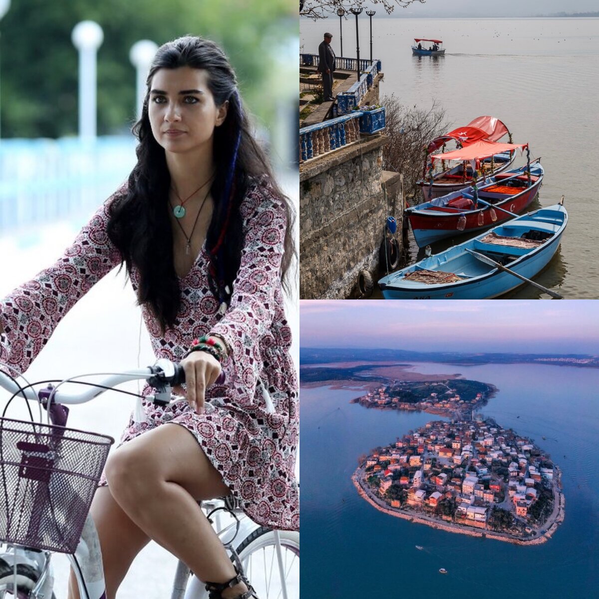 Кадр из турецкого сериала "Грязные деньги, лживая любовь" и фото города Гулязи