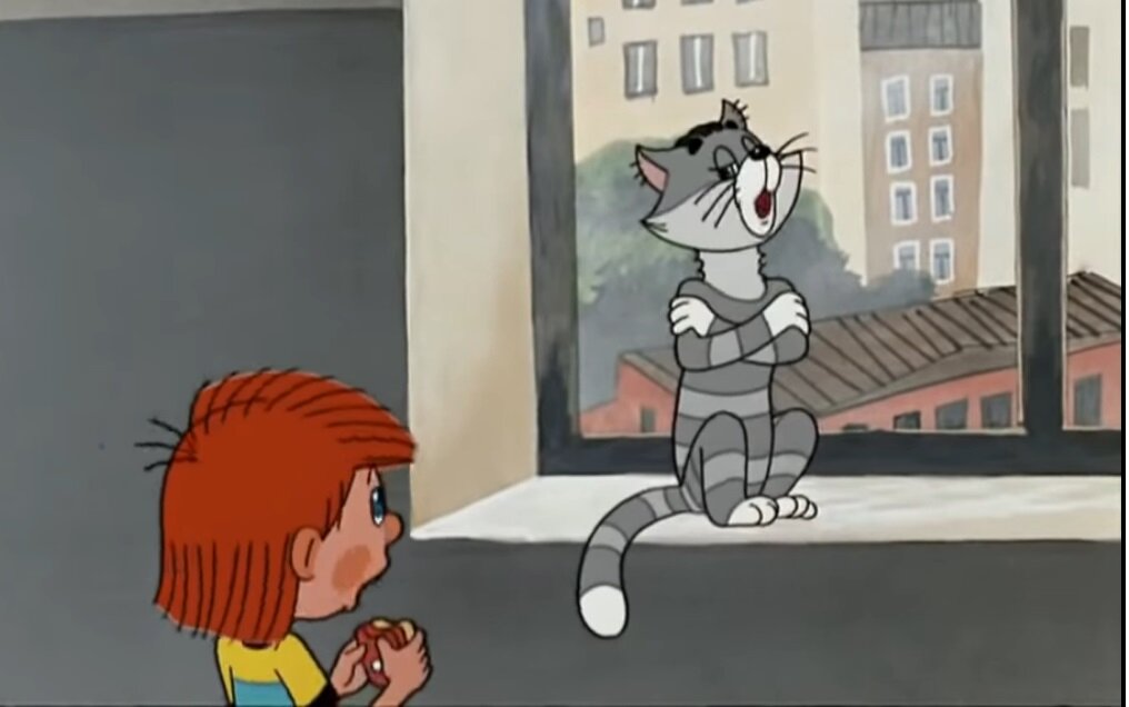 Кадр из мультфильма "Трое из Простоквашино", студия "Союзмультфильм", режиссер В. Попов, 1978 г.