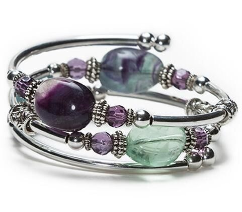 Браслет с флюоритом и аметистом 