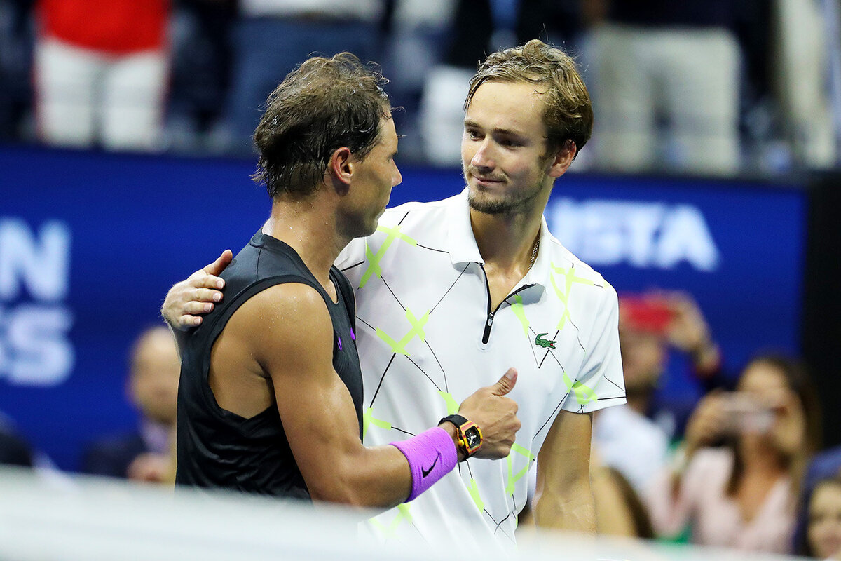 На фото: Рафаэль Надаль и Даниил Медведев в финале US Open 2019. 