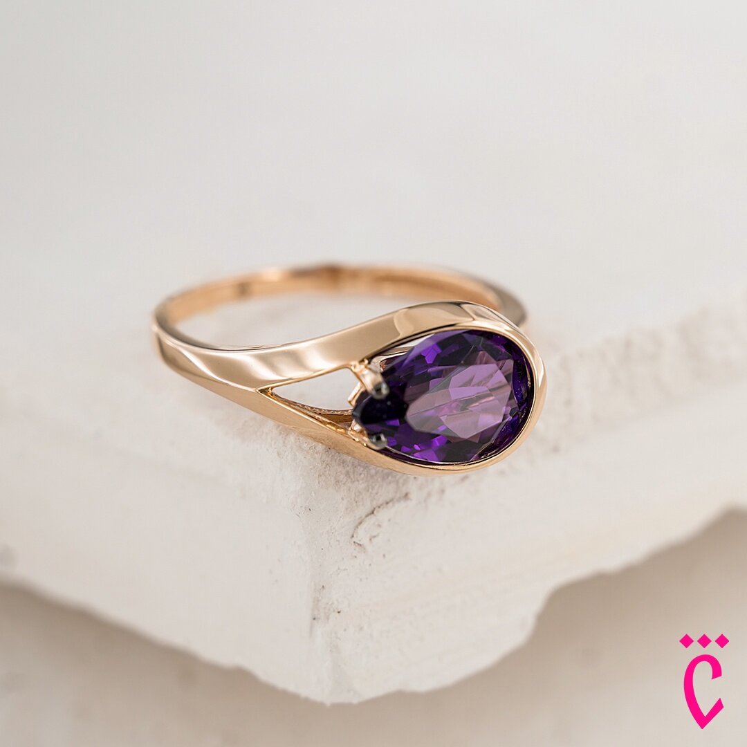 Золотое кольцо с аметистом (арт. К124-6023Ам) 