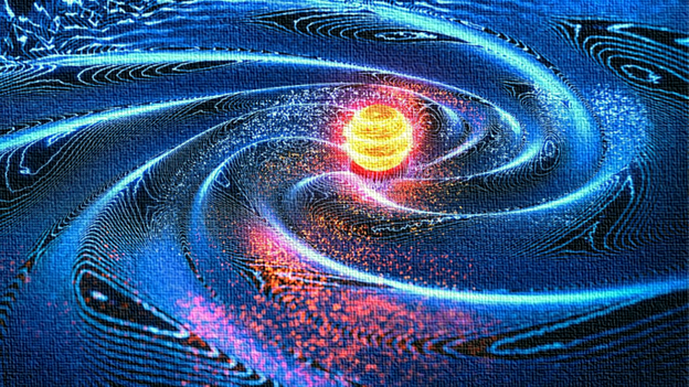 Спиральные волны, расходящиеся в среде пространства от звезды, обозначаемой гелиосферой, показывают, что это полевая среда вращает космическое тело, а не наоборот.