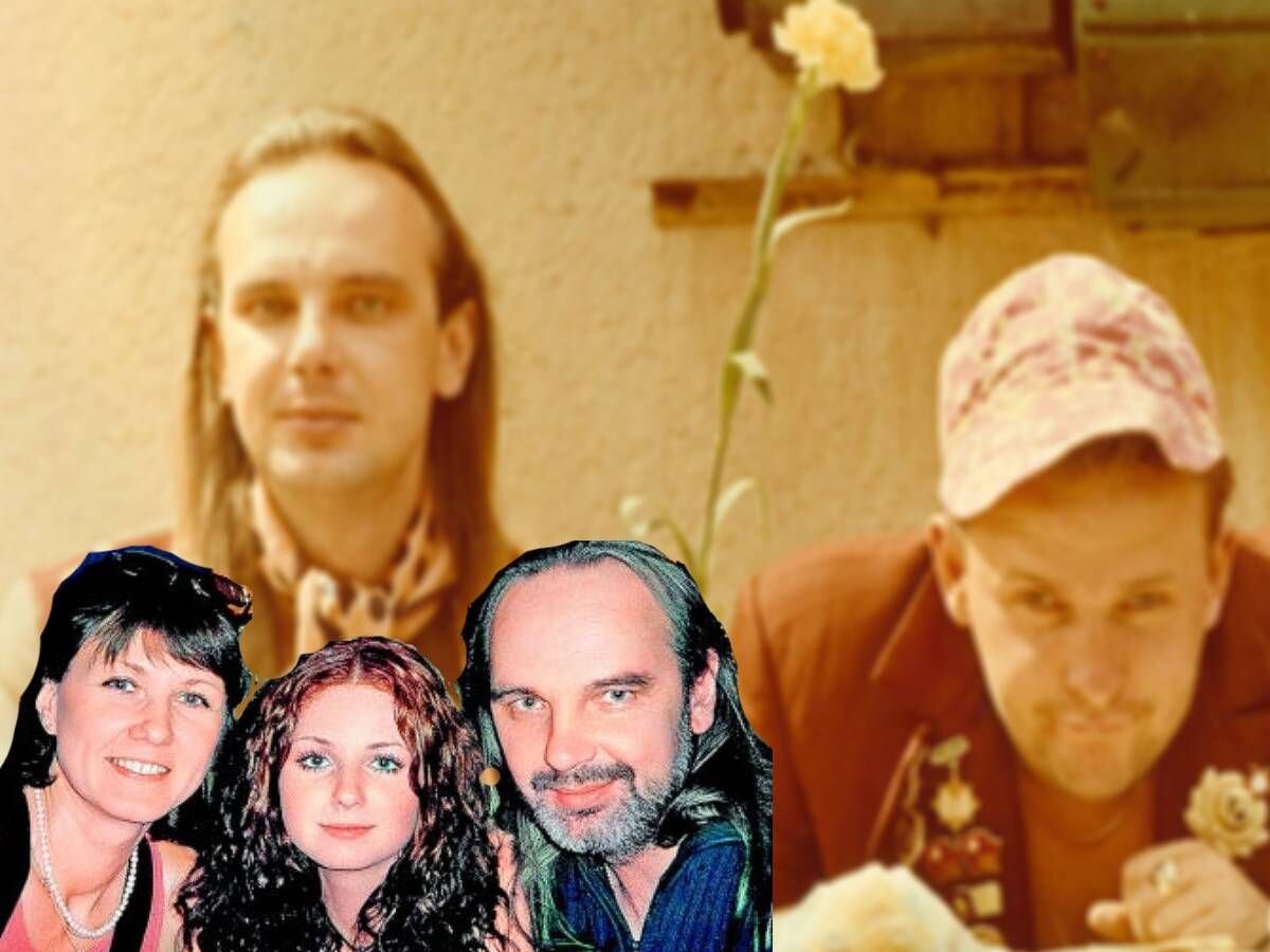 Лена Катина с родителями. На заднем плане - Сергей Катин в молодости с коллегой по группе «Дюна» Виктором Рыбиным