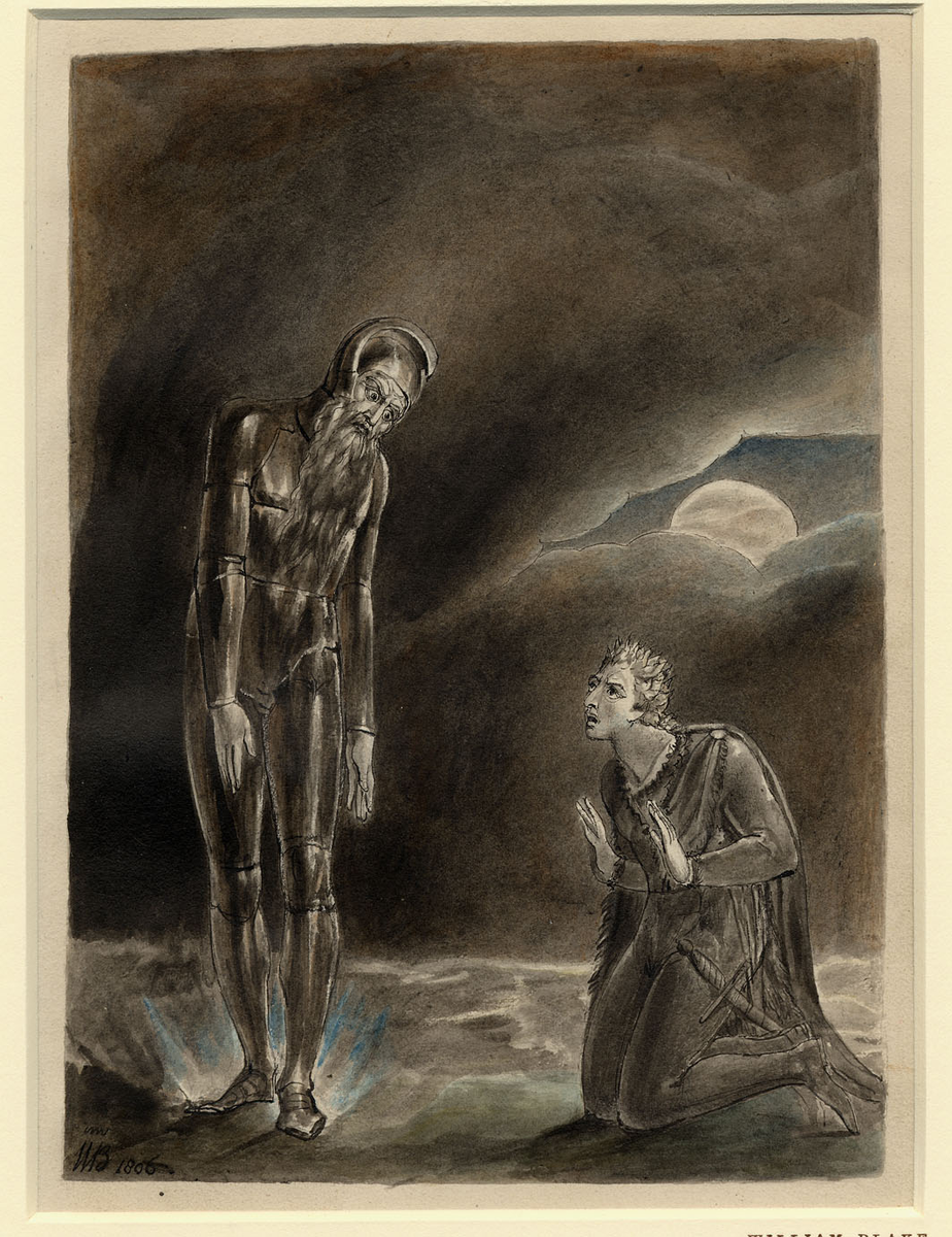 Гамлет и призрак его отца. Художник Уильям Блейк