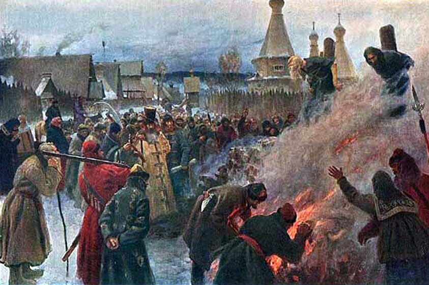 "Сожжение протопопа Аввакума", картина художника Г. Мясоедова, 1897 г