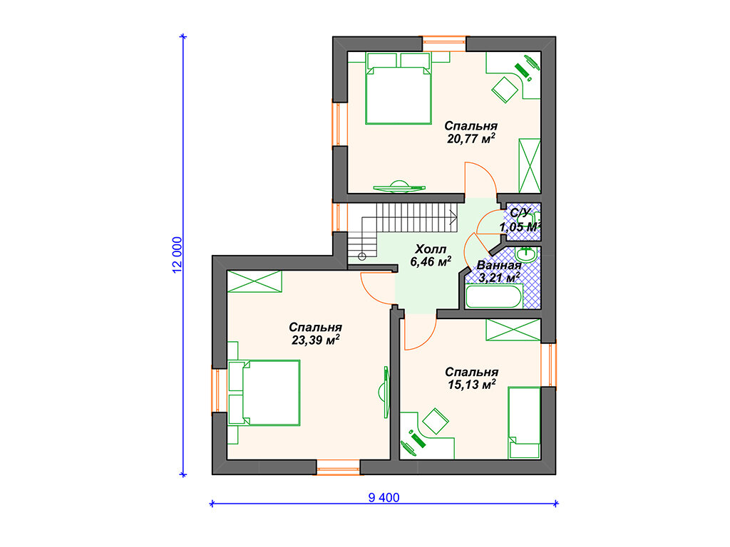 Проект г-образного дома (9х12 м). | Arplans.ru - проекты домов | Дзен