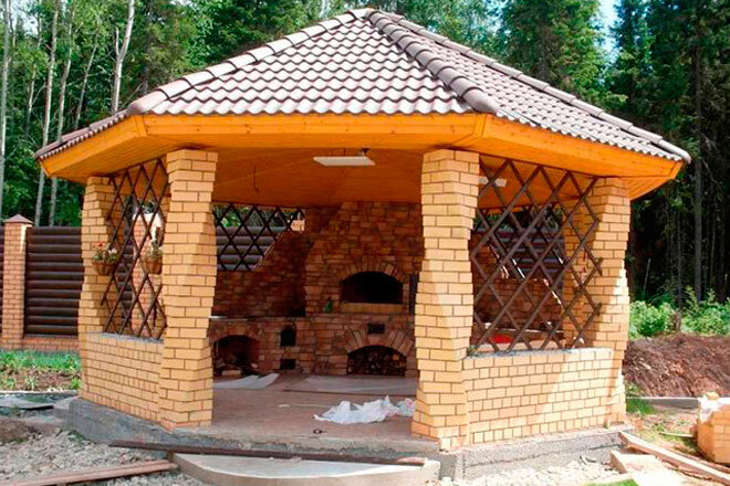 Беседки из блока и кирпича фото Беседки кирпичные HeatProf.ru