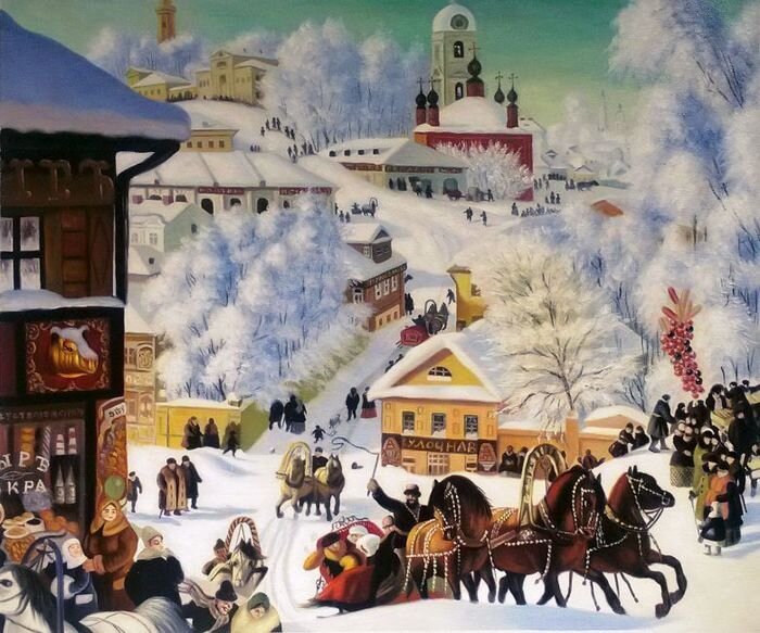 Б. Екустодиев. "Масленица"