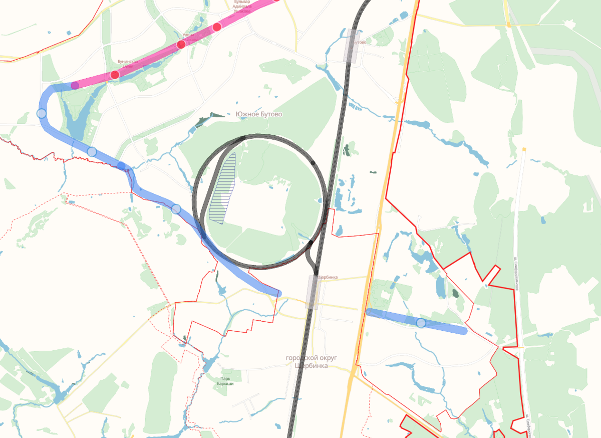Продление Бутовской линии на Генеральном плане Москвы 2010 года.
