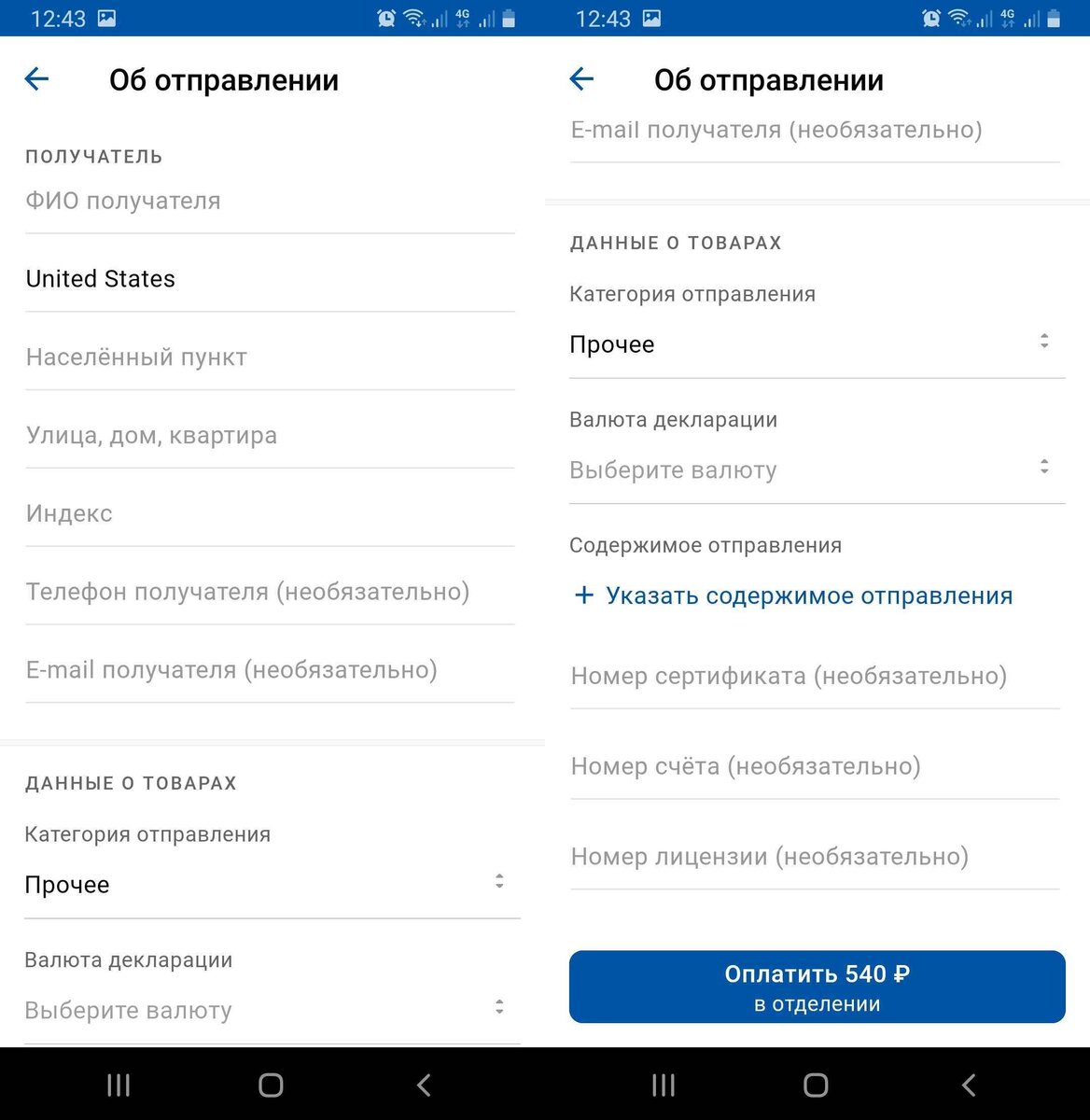 Советую заполнять все на английском. Под валютой использовать "доллар"